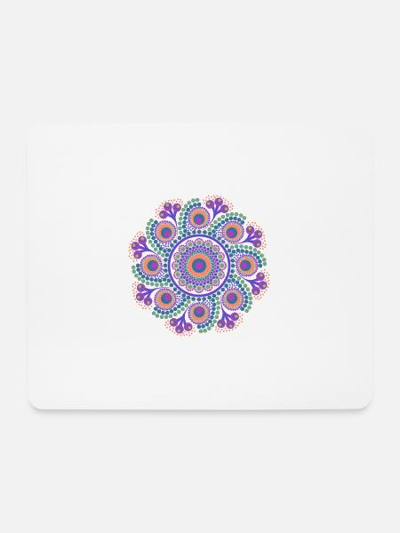 Rainbow Dot Mandala - Mousepad (Querformat) - Weiß