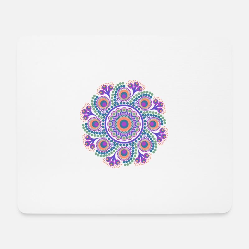 Rainbow Dot Mandala - Mousepad (Querformat) - Weiß