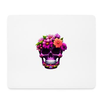 Skull Pink Boho Totenkopf Blumen - Mousepad (Querformat) - Weiß - Vorne