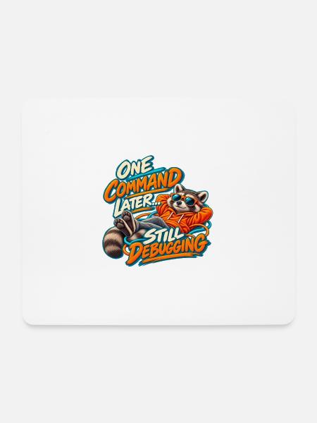 Lustiger Programmierer Waschbär – Noch ein Befehl später - Mousepad (Querformat) - Weiß