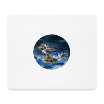 Moewe_mit_Fisch - Mousepad (Querformat) - Weiß - Vorne