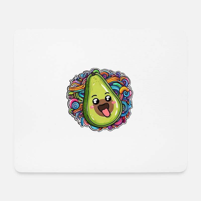 Vergnügte Avocado grün und bunte kunstvolle Wellen - Mousepad (Querformat) - Weiß