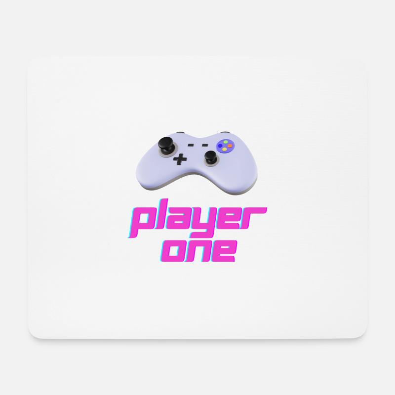 Neon Retro Controller Player One - Mouse Pad (horizontal) - white