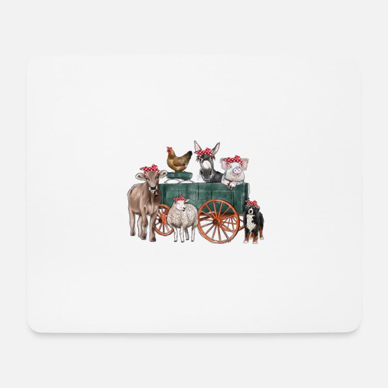 Animaux de ferme Wagon - Tapis de souris (format paysage) - blanc