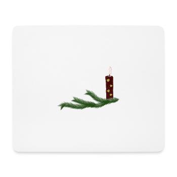 Bougie de Noël festive aux branches de sapin - Tapis de souris (format paysage) - blanc - Devant