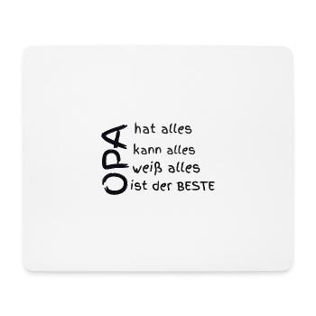 Opa kann weiß alles und ist der beste 1 - Mousepad (Querformat) - Weiß - Vorne