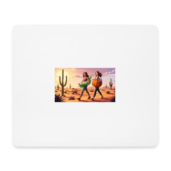 Deux femmes traversent le désert - Tapis de souris (format paysage) - blanc - Devant