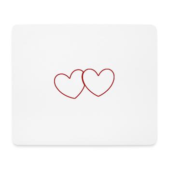 2 Red Hearts Heart Gift Valentine's Day - Mouse Pad (horizontal) - white - Front