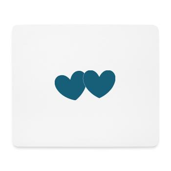 Coeur bleu 2 coeurs Saint-Valentin - Tapis de souris (format paysage) - blanc - Devant