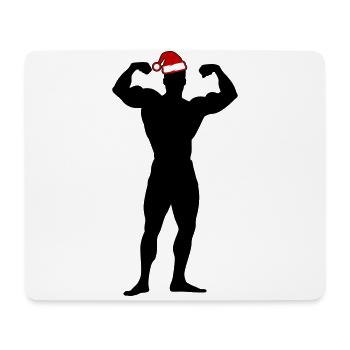 bodybuilding weihnachten santa gym workout - Mousepad (Querformat) - Weiß - Vorne