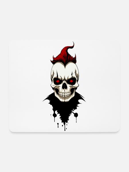 Totenkopf mit roten Augen - Mousepad (Querformat) - Weiß