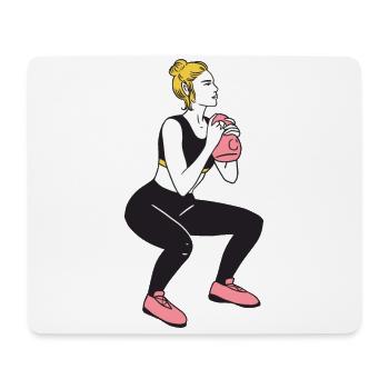 Bodybuilder Leg Day Girl Kettlebells Fitness - Mousepad (Querformat) - Weiß - Vorne