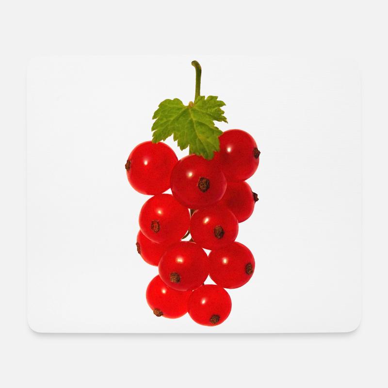Rote Johannisbeeren auf einem Ast mit Blatt Beeren - Mousepad (Querformat) - Weiß