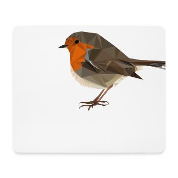 Rouge-gorge de style polygone - oiseau indigène - Tapis de souris (format paysage) - blanc - Devant