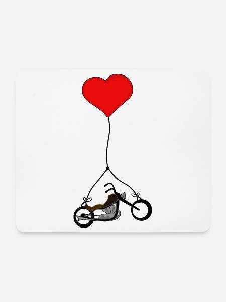 Chopper mit Herz - Mousepad (Querformat) - Weiß