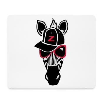 Hip Hop Zebra mit Sonnenbrille und baseball cap - Mousepad (Querformat) - Weiß - Vorne