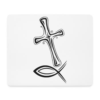 Cross fish icon - Mouse Pad (horizontal) - white - Front