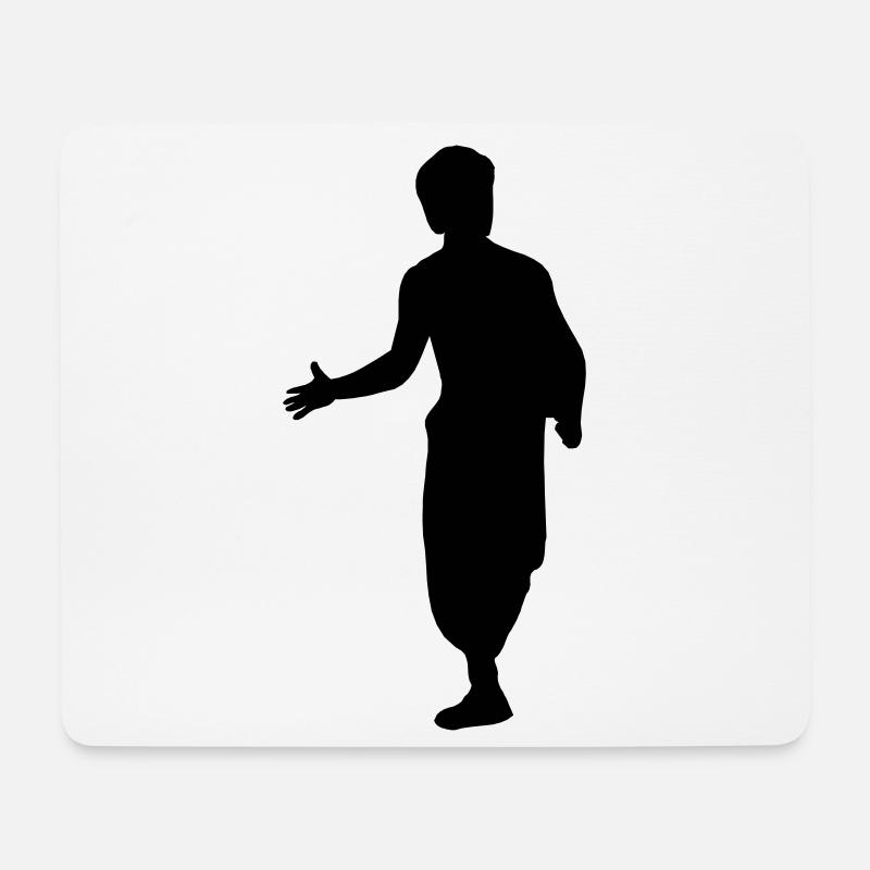 Bruce Lee und Action Kung Fu Escrima Schattenfigur - Mousepad (Querformat) - Weiß