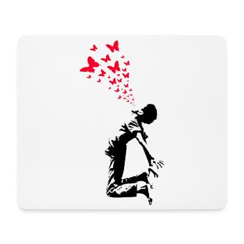 Butterfly Boy Street Art Style - Mouse Pad (horizontal) - white - Front