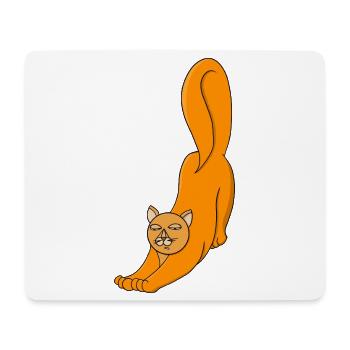 Chat Orange Étirant - Tapis de souris (format paysage) - blanc - Devant