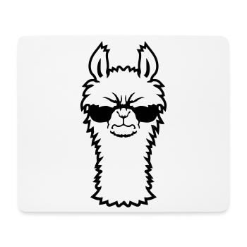 Lama Wütend Cool Sonnenbrille Pelzig Alpaka Sauer - Mousepad (Querformat) - Weiß - Vorne