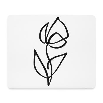 Tulpe Skizze – elegante Blumenzeichnung - Mousepad (Querformat) - Weiß - Vorne