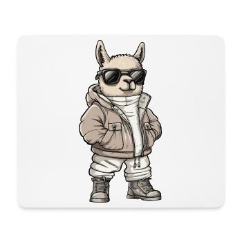 Alpaga Lama Hiver Frais - Tapis de souris (format paysage) - blanc - Devant