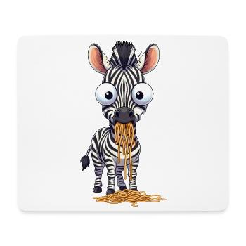 Funny Zebra Spaghetti Eating Big Eyes Clumsy - Mouse Pad (horizontal) - white - Front