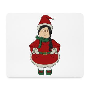 Weihnachtsmannmädchen im roten Kleid - Mousepad (Querformat) - Weiß - Vorne