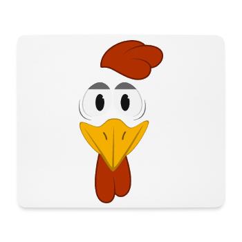 Dessin animé drôle avec visage de poule et grands yeux, animal mignon - Tapis de souris (format paysage) - blanc - Devant