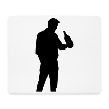 Mann mit Flasche im Profil Silhouette - Mousepad (Querformat) - Weiß - Vorne