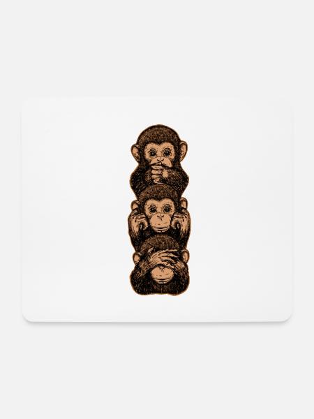 Three Monkeys Meaning Loyalty Civil Courage - Mouse Pad (horizontal) - white