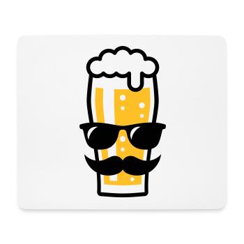 Verre à bière (bière / lunettes de soleil / moustache / 2C) - Tapis de souris (format paysage) - blanc - Devant