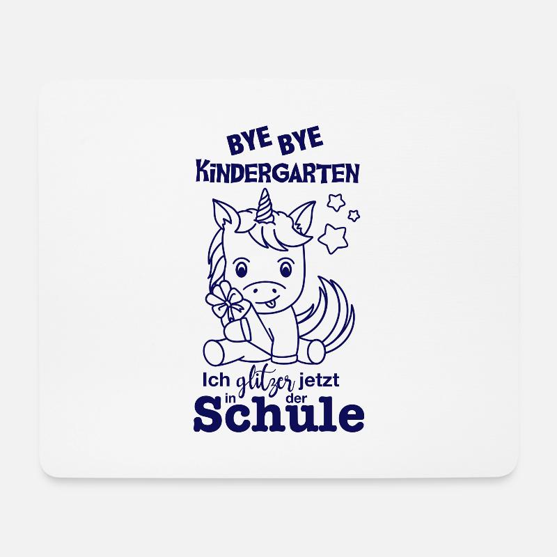 Schulkind Einhorn (blau) - Mousepad (Querformat) - Weiß