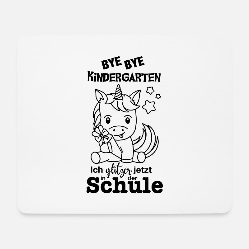 Schulkind Einhorn (schwarz) - Mousepad (Querformat) - Weiß