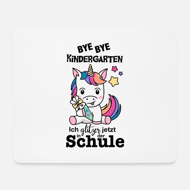 Schulkind Einhorn (bunt/schwarz) - Mousepad (Querformat) - Weiß