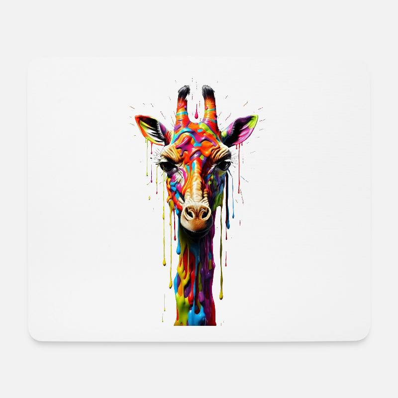 Rainbow Giraffe - Mousepad (Querformat) - Weiß