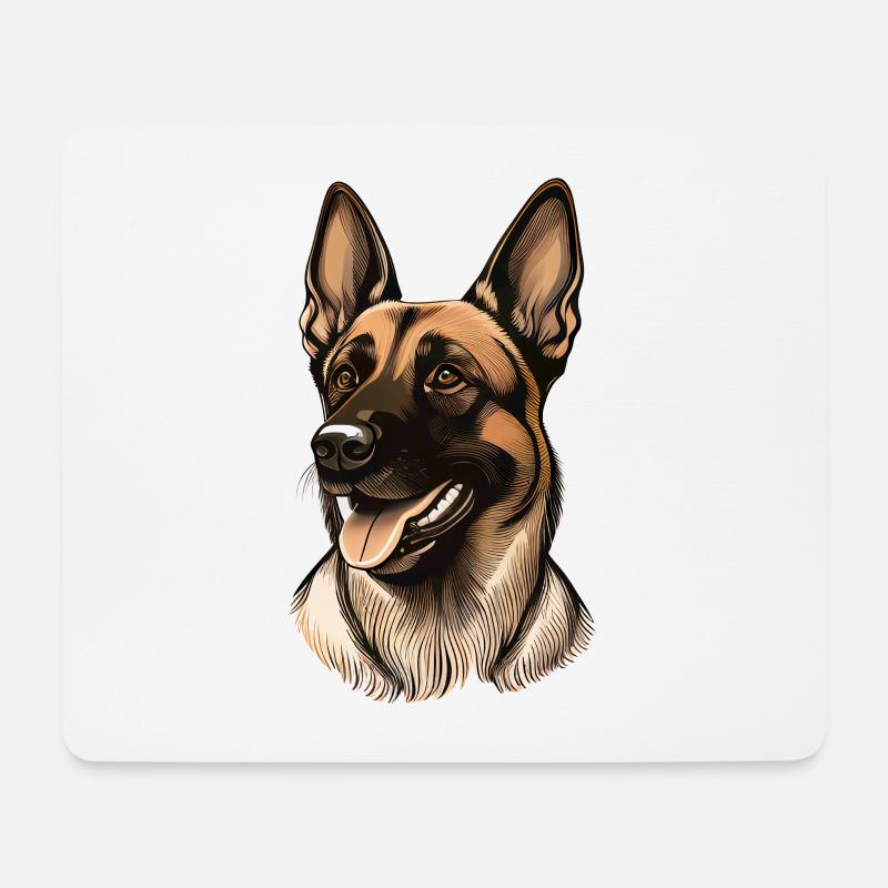 Porträt von Schäferhund Malinois Hund - Mousepad (Querformat) - Weiß