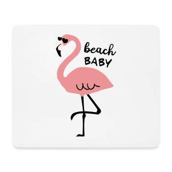 Flamingo with sunglasses and saying beach baby - Mouse Pad (horizontal) - white - Front