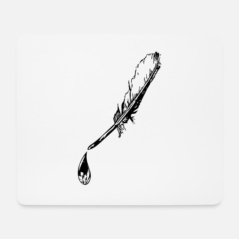 Feder Totenkopf Tropfen Vektor - Mousepad (Querformat) - Weiß