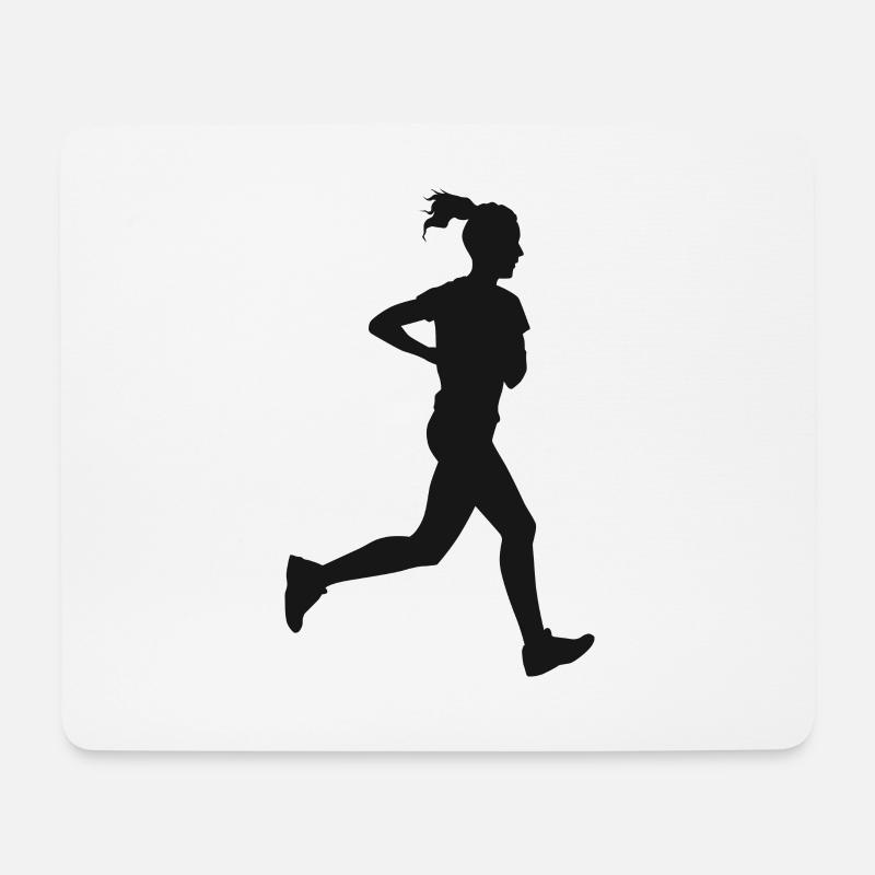 Läufer Jogging Silhouette - Mousepad (Querformat) - Weiß
