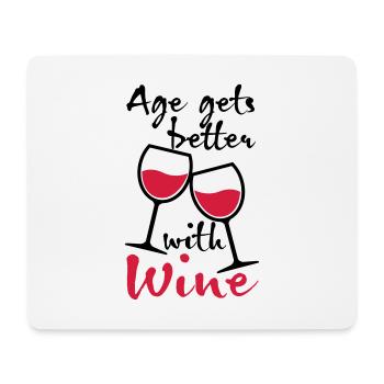 01 Age gets better with Wine Vin Sort - Tapis de souris (format paysage) - blanc - Devant