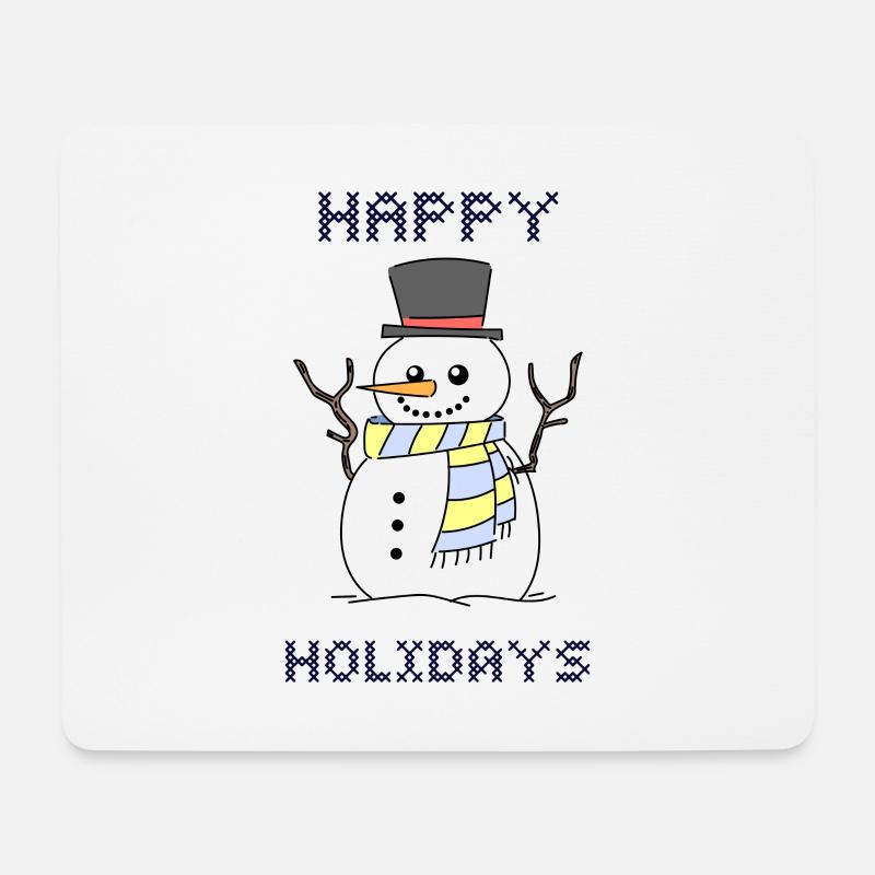 Snowman Merry Christmas Happy Holidays Gift - Mousepad (Querformat) - Weiß