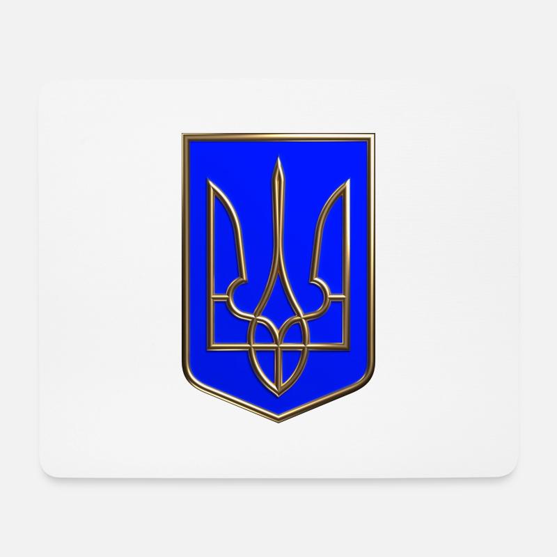 Ukraine Wappen Schild Trident Dreizack Goldlook 2 - Mousepad (Querformat) - Weiß