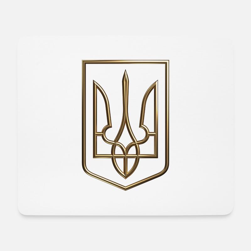 Ukraine Wappen Schild Trident Dreizack Drahtlook 2 - Mousepad (Querformat) - Weiß