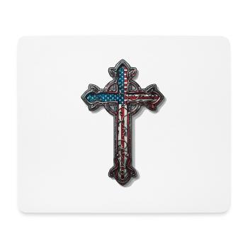 Patriotisches Kreuz Amerikanische Flagge Glaube - Mousepad (Querformat) - Weiß - Vorne