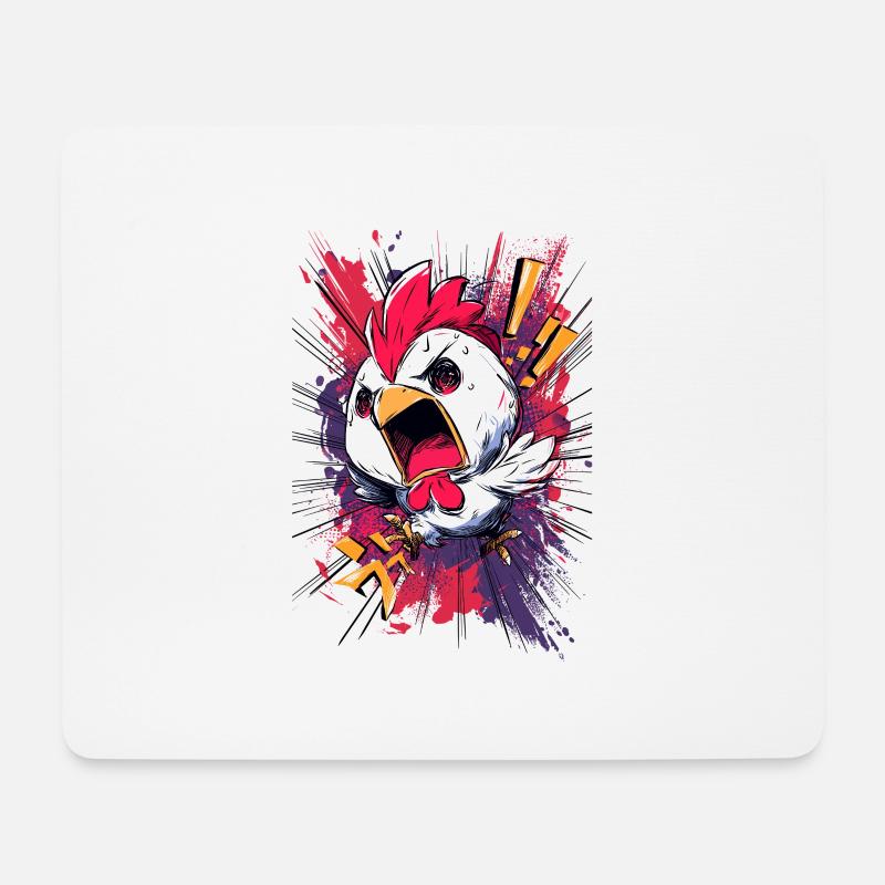 Aufschrei Huhn Explosion - Mousepad (Querformat) - Weiß