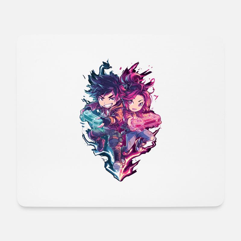 Neon Duo Gaming Helden - Mousepad (Querformat) - Weiß