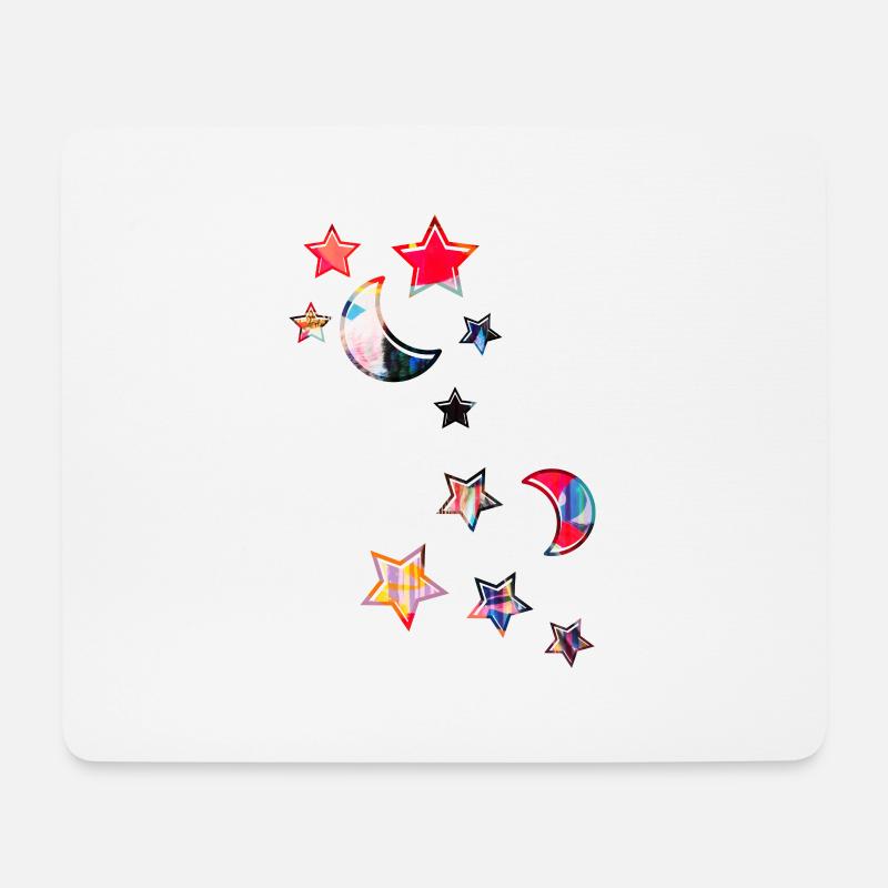 sterne ,mond,stern,gelb,illustration,rot,bunt - Mousepad (Querformat) - Weiß