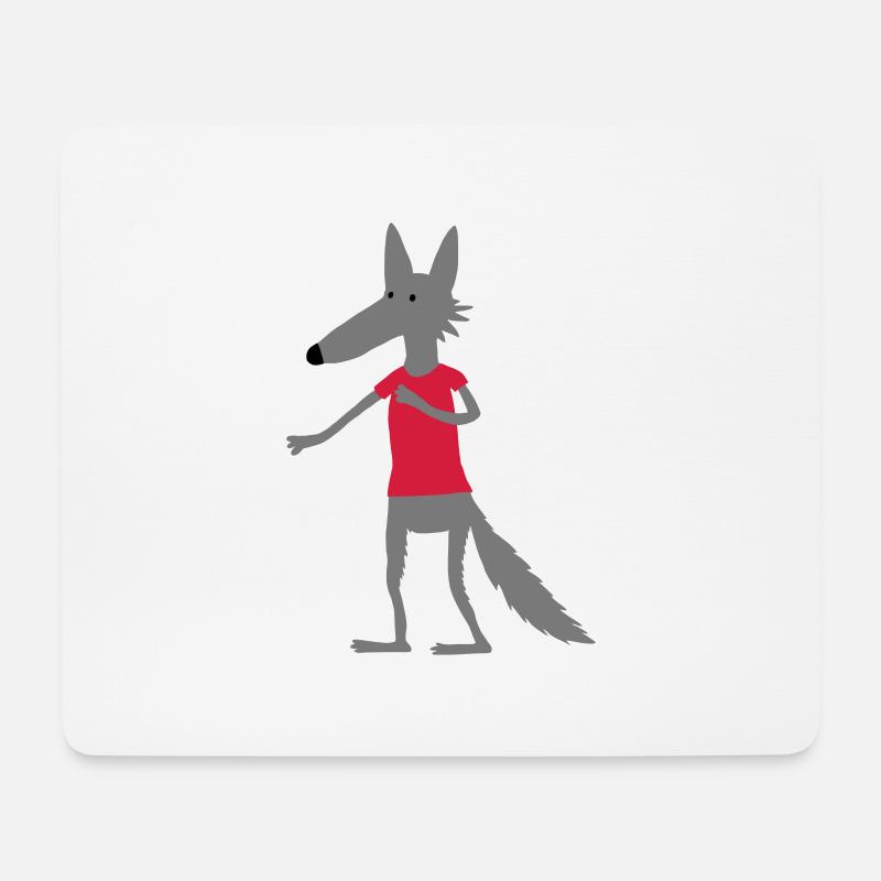 Wolf (Flexdruck) - Mousepad (Querformat) - Weiß